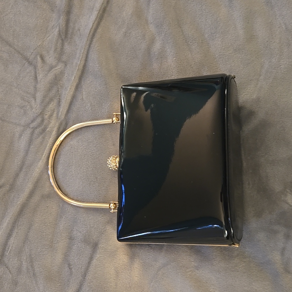 Patent leather-look small evening bag